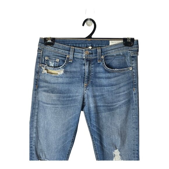 Rag & Bone Blue Commodore Medium Wash Distressed Skinny Jeans‎ Size 27 - Picture 4 of 12